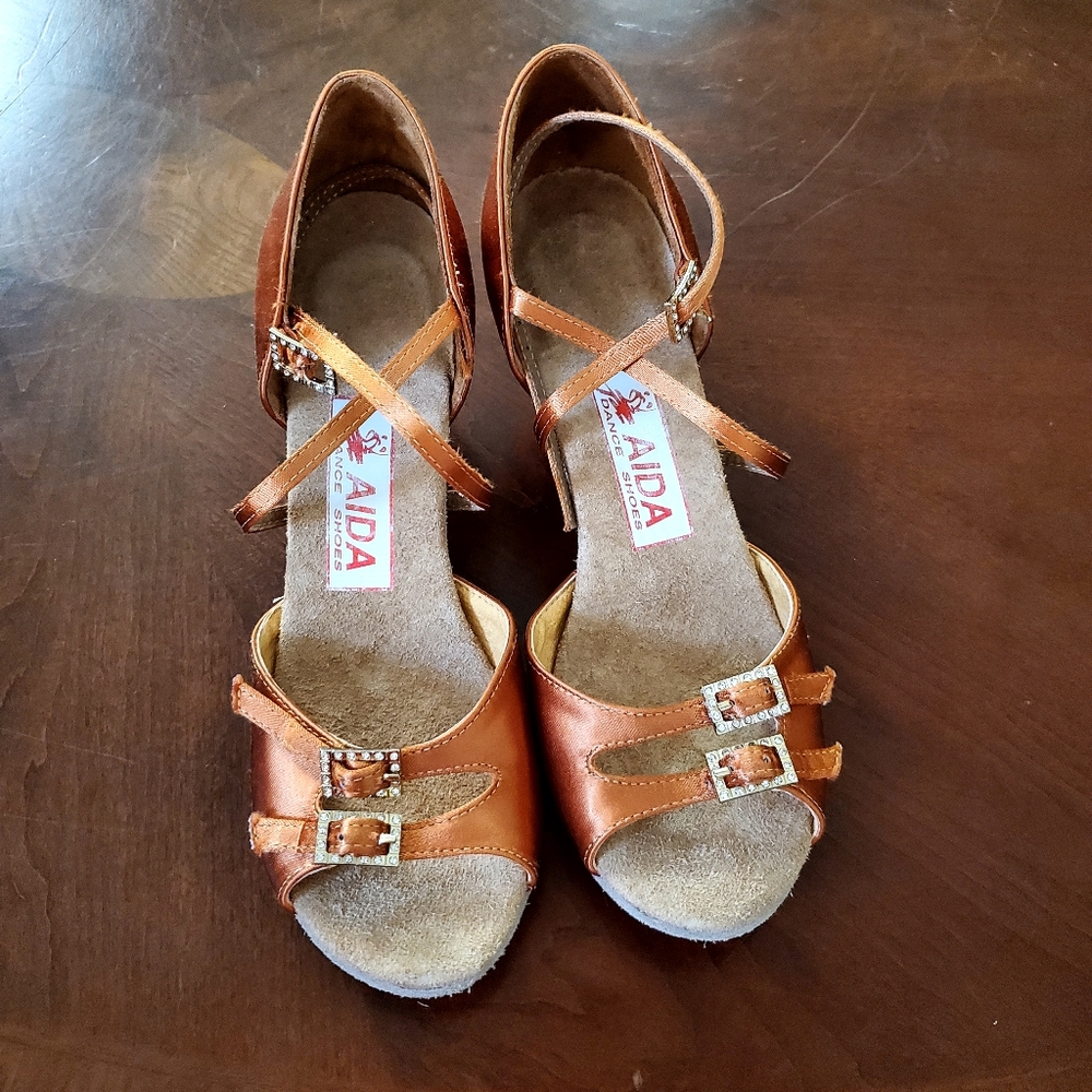 AIDA Professional competition ballroom dance shoes 2 inch flare heel cross strap